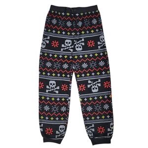Joe Boxer Skull Snowflake Pajama Pants Boys‎ Sz XL 14/16 Black Fleece Christmas